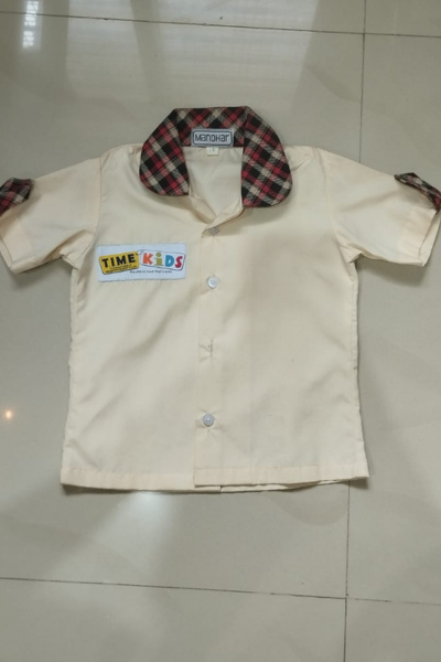 Cream Check Collar Shirt